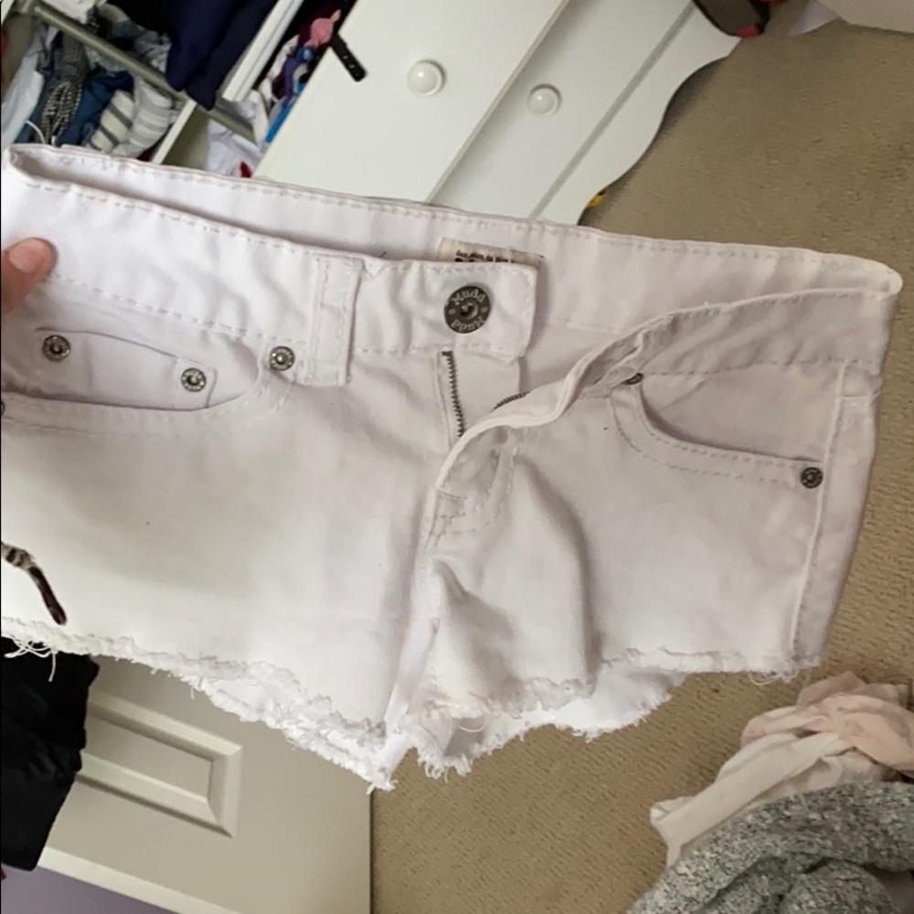 low rise white shorts